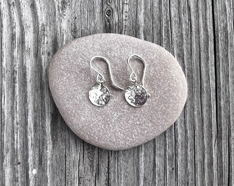 Sand textured disc dangle earrings