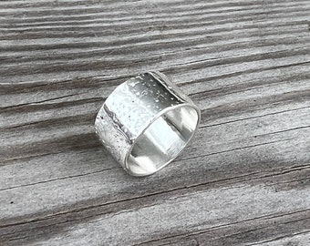 Wide sand textured band, sterling silver or gold plated