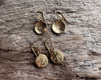 Sand textured disc dangle earrings