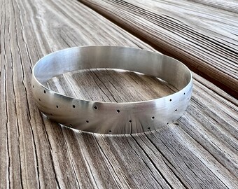 Low dome polkadot bangle in sterling silver