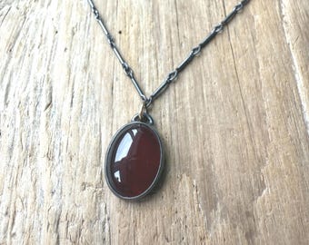 Carnelian bar and link necklace