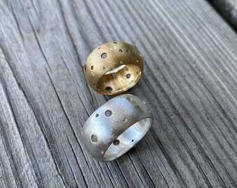 Made to order convex polka dot ring in silver or 14k gold plated silver