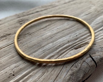 Hammered Gold Bangle Bracelet,  medium