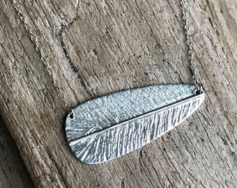 Medium Feather Necklace on cable chain