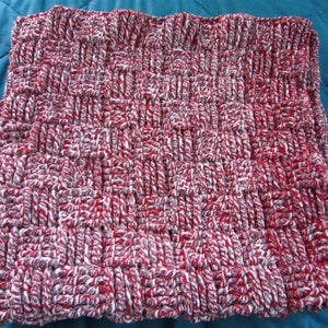 Handmade crochet Red, Gray, & White basketweave afghan/throw/blanket - READY TO SHIP