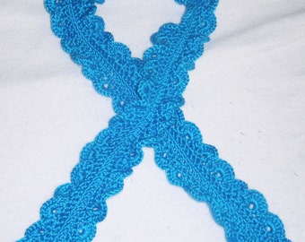 handmade crochet bright/vivid sky blue scarf - READY TO SHIP