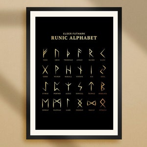 Elder Futhark Runes Alphabet Custom Foil Print • Medieval Runes Viking ...