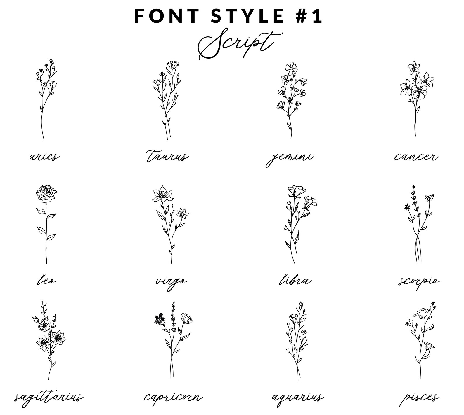 Scorpio Minimalist Flower Foil Print Zodiac Sign Art Print Etsy UK