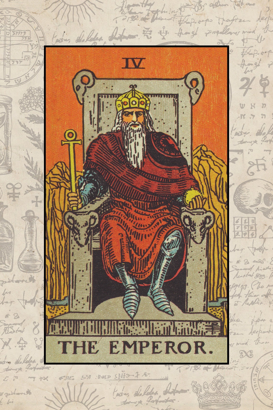 The Emperor Postcard Tarot Card Major Arcana Small Print - Etsy