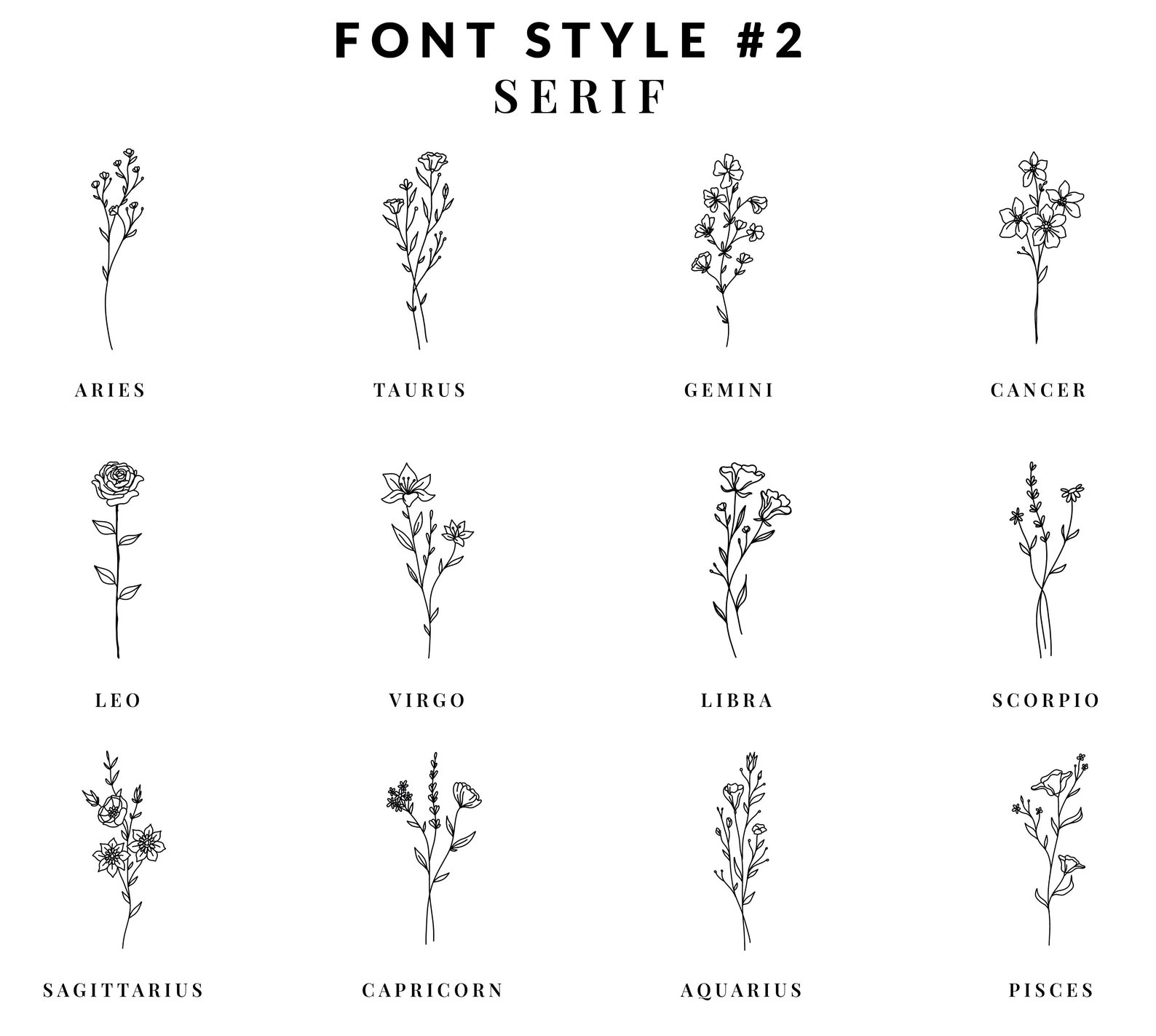 Sagittarius Minimalist Flower Foil Print Zodiac Sign Art Etsy Canada