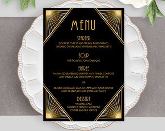 Wedding Menu Template, Art Deco Wedding Menu Card, Gatsby Wedding Menu, Editable Wedding Menu, Wedding Menu Printable, Gatsby Menu Card