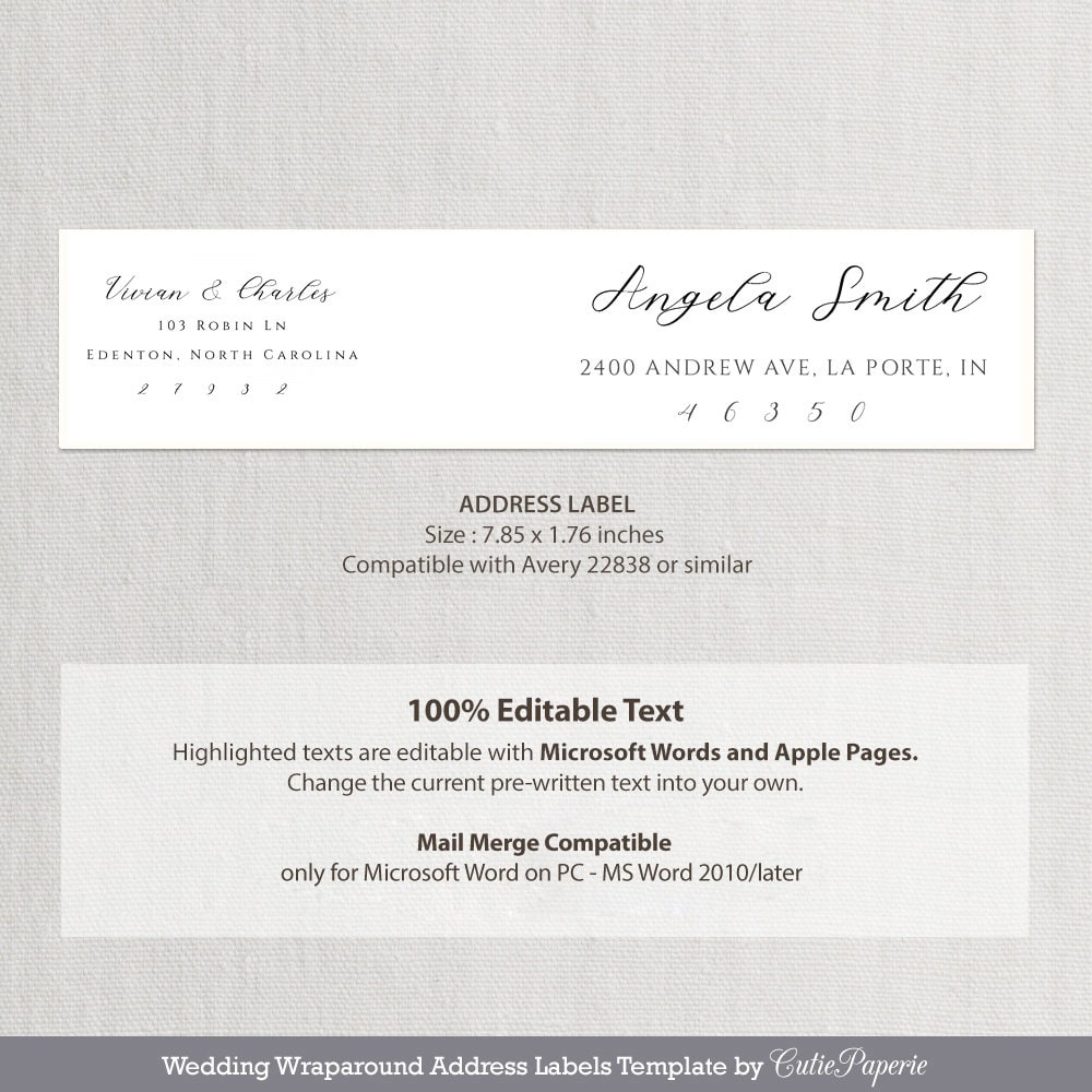 Printable Address Label Calligraphy Address Label Template - Etsy