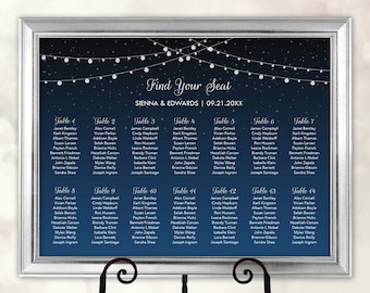 Wedding Seating Chart Template, Table Seating Chart, Printable Seating Plan, Starry Night Seating Chart, Rustic Wedding, Instant Download