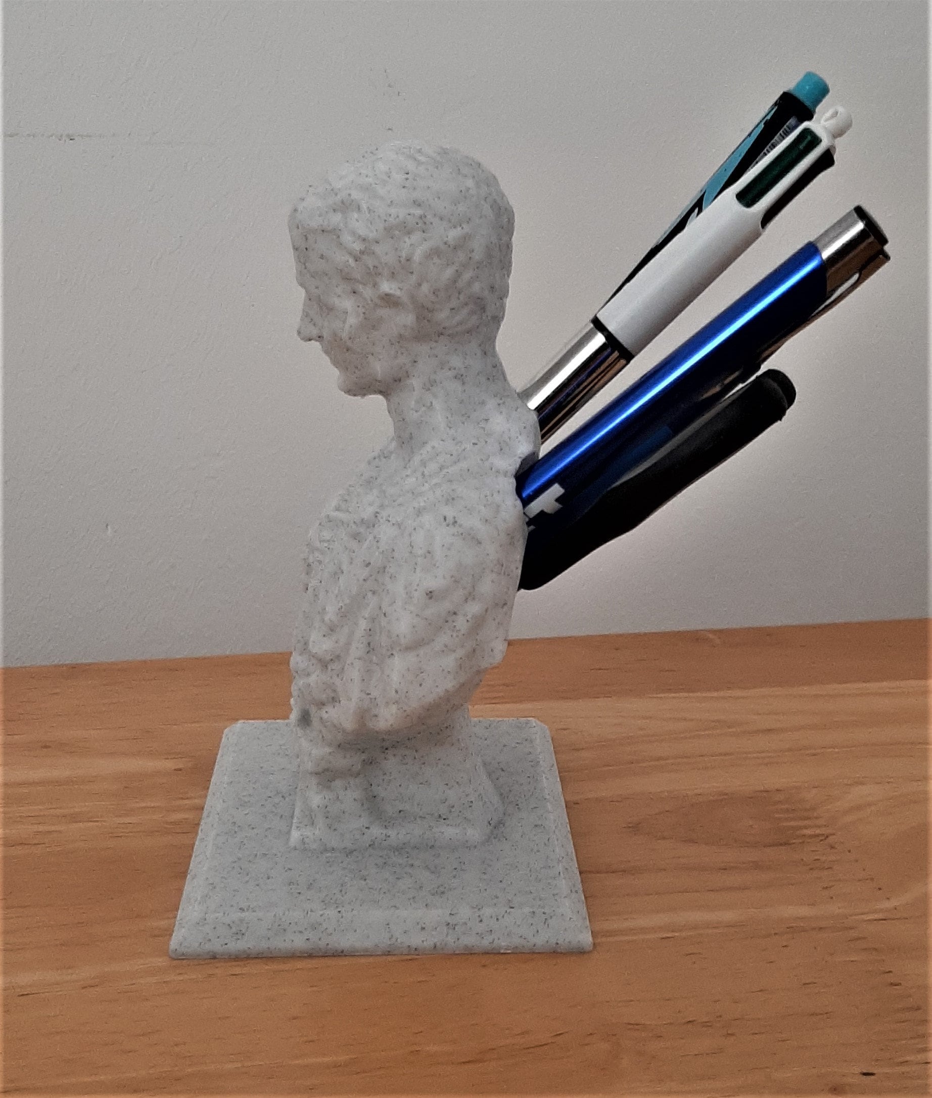 Portapenne Busto Giulio Cesare In Resina | Organizer Scrivania Divertente | Decorazione Ufficio