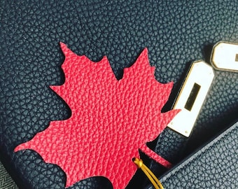 Maple leaf leather bag charm