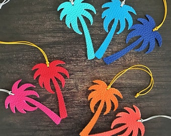Palm tree leather bag charm