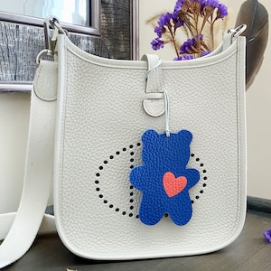 Valentine Bear with embedded heart leather bag charm