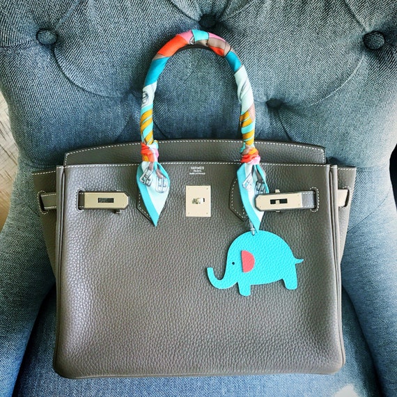 Elephant/Giraffe leather bag charm