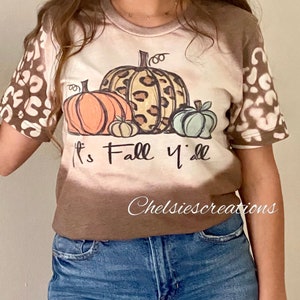 Its Fall Yall Fall Shirt Fall T-shirts Cheetah Fall Shirts Fall Shirts Women Fall Bleach Shirts Thanksgiving Shirt Pumpkin Shirt
