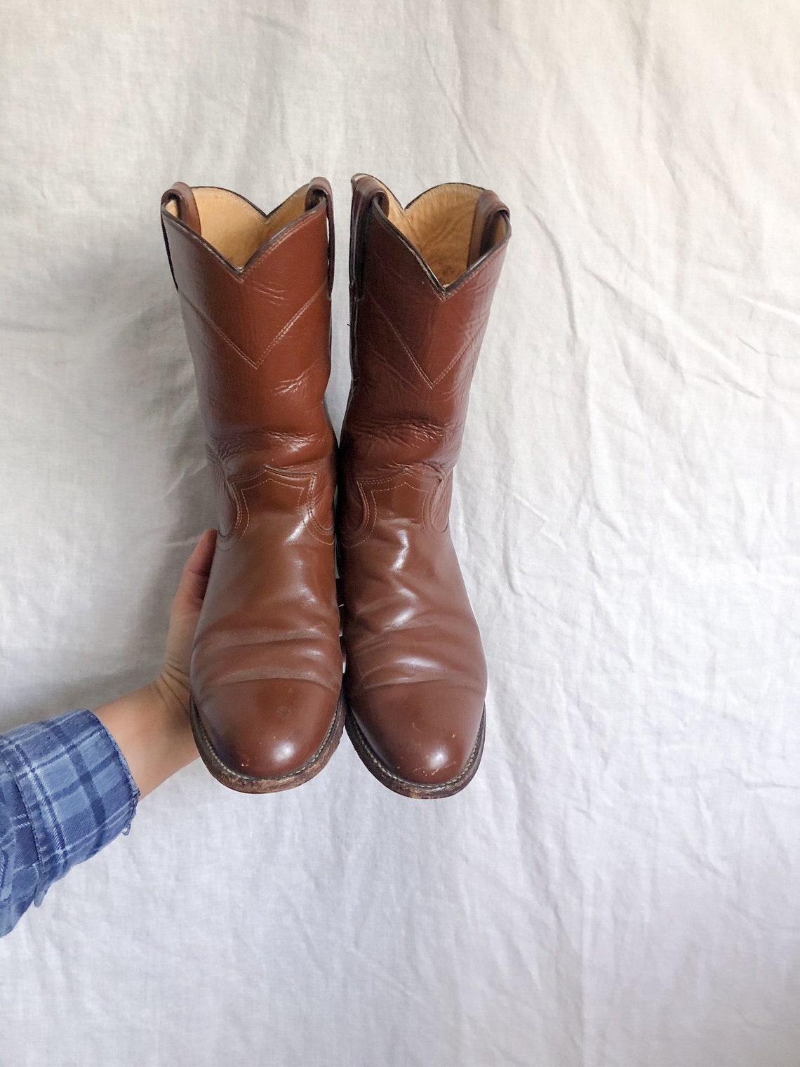 Vintage Justin Brand Leather Boots womens 6.5 B style 3802 Etsy