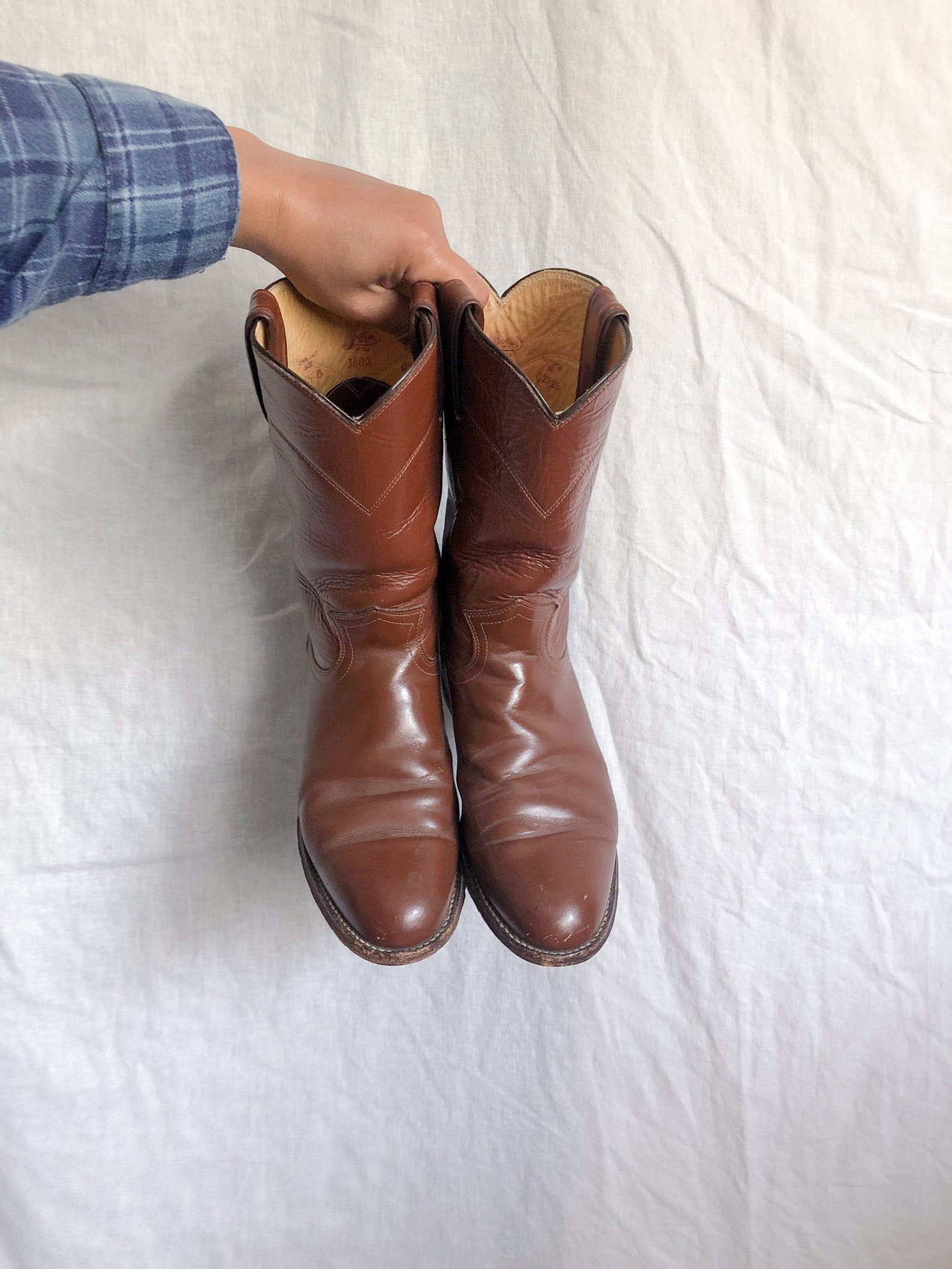 Vintage Justin Brand Leather Boots womens 6.5 B style 3802 Etsy