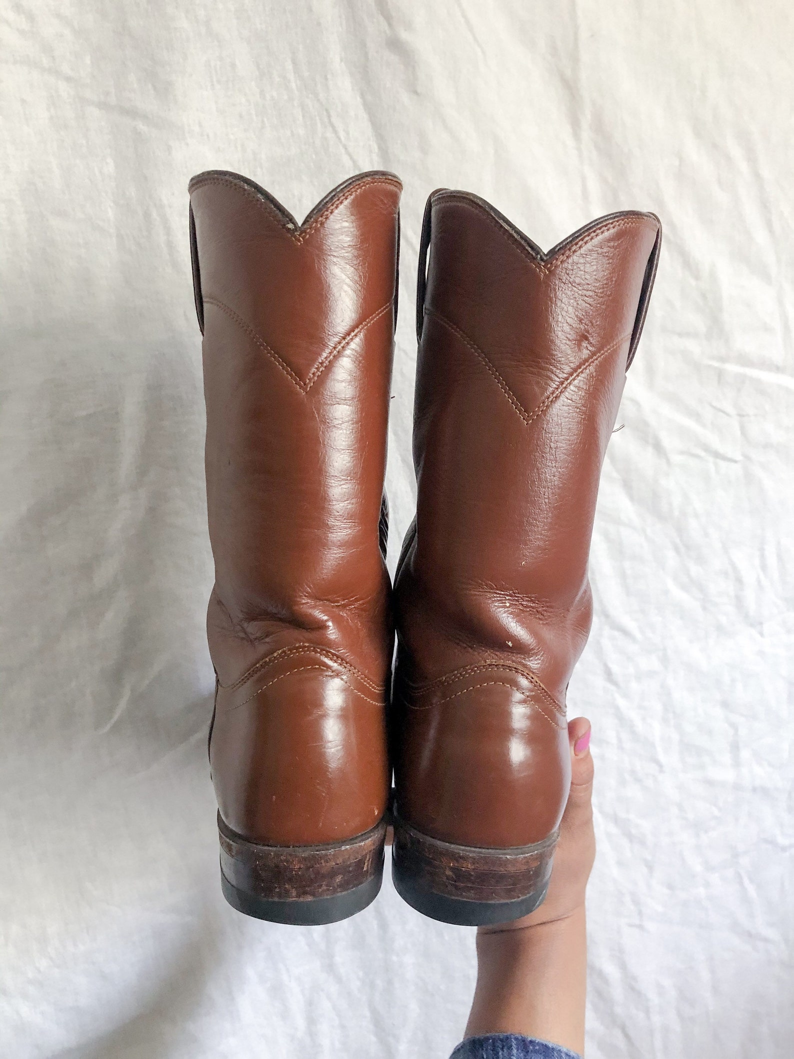 Vintage Justin Brand Leather Boots womens 6.5 B style 3802 Etsy