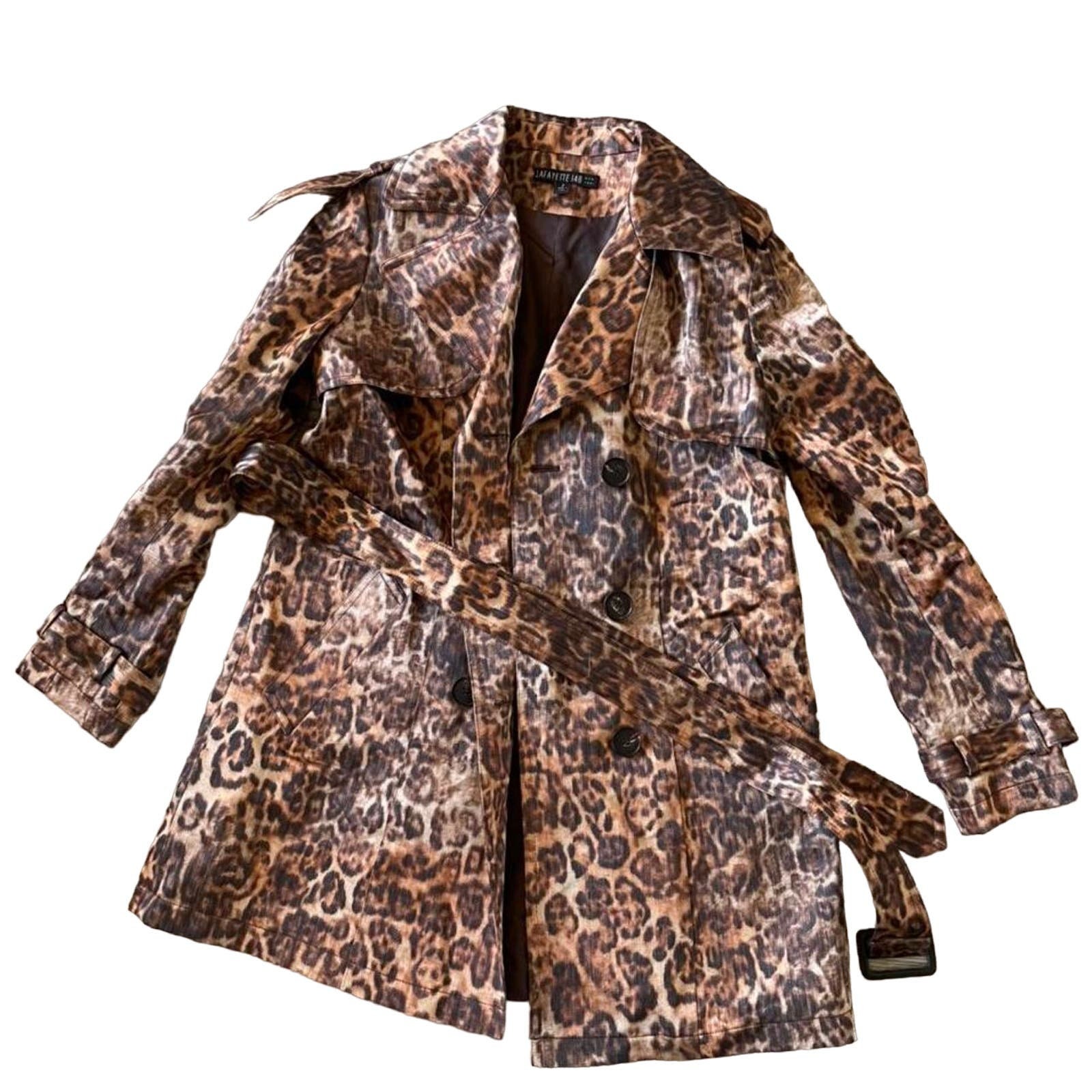 Leopard Mob Wife Animal Print Lafayette 148 Peacoat/trench Coat