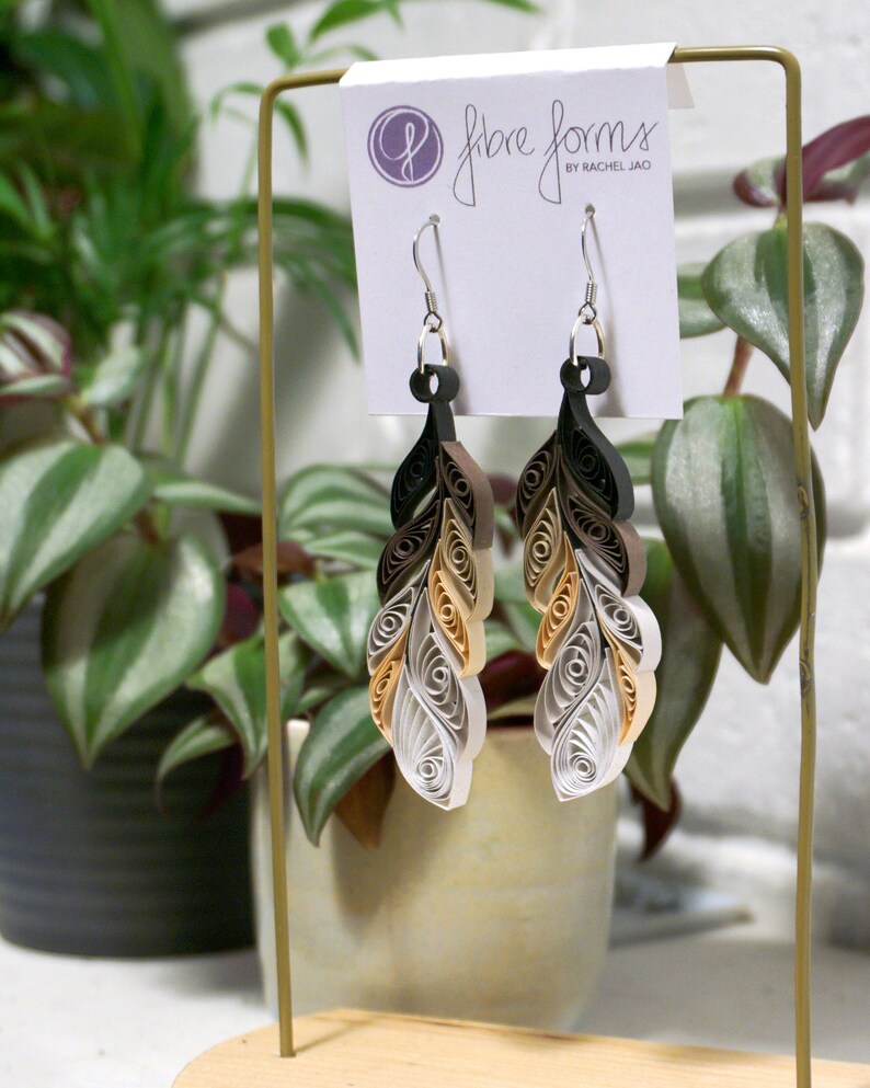 Feather Paper Quilling Earrings Dangle Earrings Boho Etsy