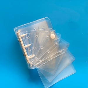 A8 Mini Budget Carpeta de 3 anillas + Fundas de 5 bolsillos para tarjetas fotográficas, tarjetas de débito o efectivo / Carpeta de tamaño de bolsillo de 3 anillas / Fundas de bolsillo