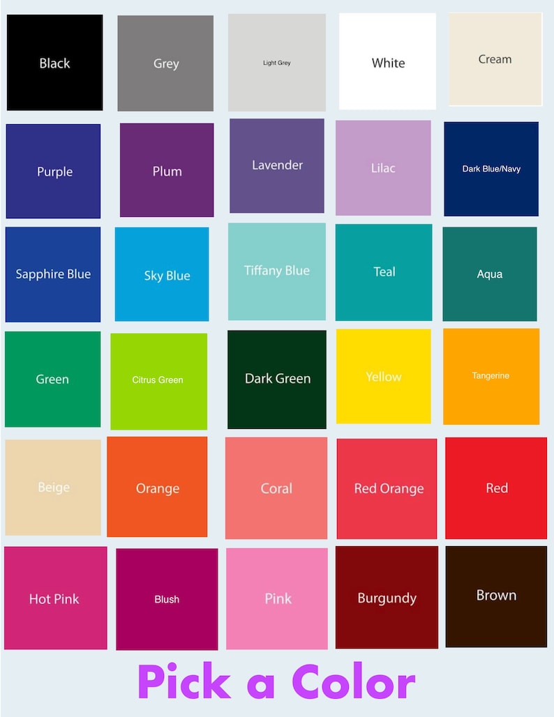 Op de afbeelding: Een kleurenkaart met 25 verschillende kleuren, waaronder zwart, wit, grijs, rood, blauw, groen, geel, oranje, roze, paars en bruin. De kaart is gelabeld met "Kies een kleur".