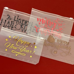 A6 or A5 Holiday Zip Pouch | Cash Budgeting Zippered | Christmas Pouch | Halloween Envelope | holiday Envelope | Decal