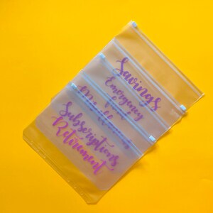 A5 Set of 5 Zip Pouches | Cash Budgeting Zip Pouches | Sinking Funds | Budget Envelopes | Financial Planner