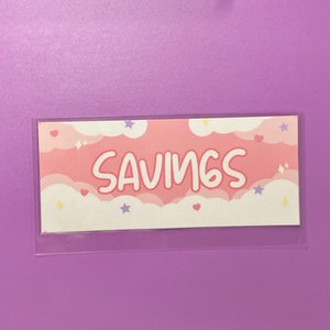 Pink Skies Single Laminated Cash Envelope - 6 Ring or 7 Disc Hole Punch | Envelope System | Budget Binder | A6•Personal Size