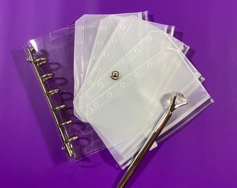 MINI A7 Cash Budget Binder + 5 Clear Zippered Pouch & Pen | Mini Zip Cash Envelope | Financial Planner | Budget Binder | Finance Journal