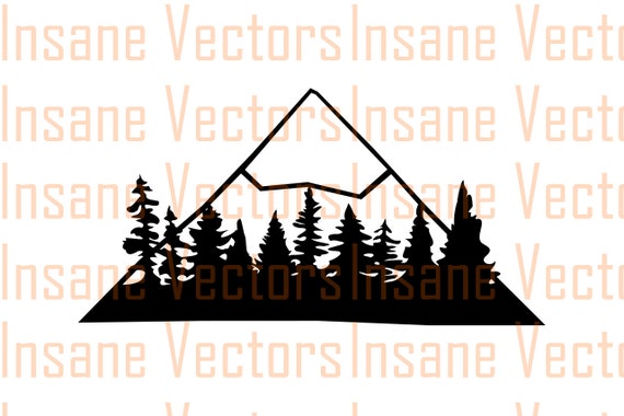 Mountain Forest Vector Silhouette Clip Art Image Mountain Etsy