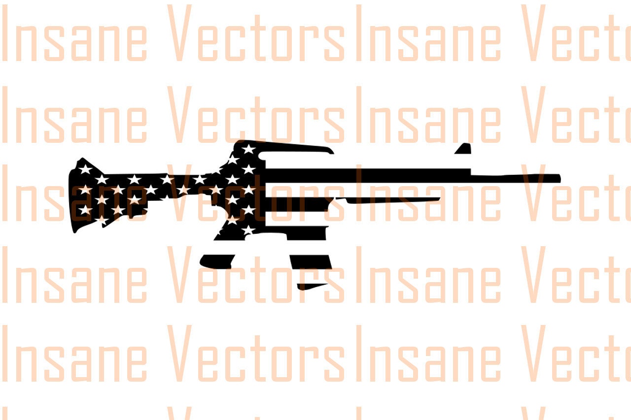 Download American Flag Rifle Silhouette Clip Art Image Rifle Vector Etsy