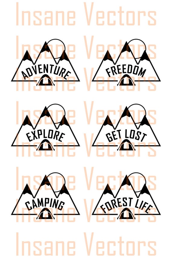 Mountain Vector Pack Silhouette Clip Art Image Mountain Etsy
