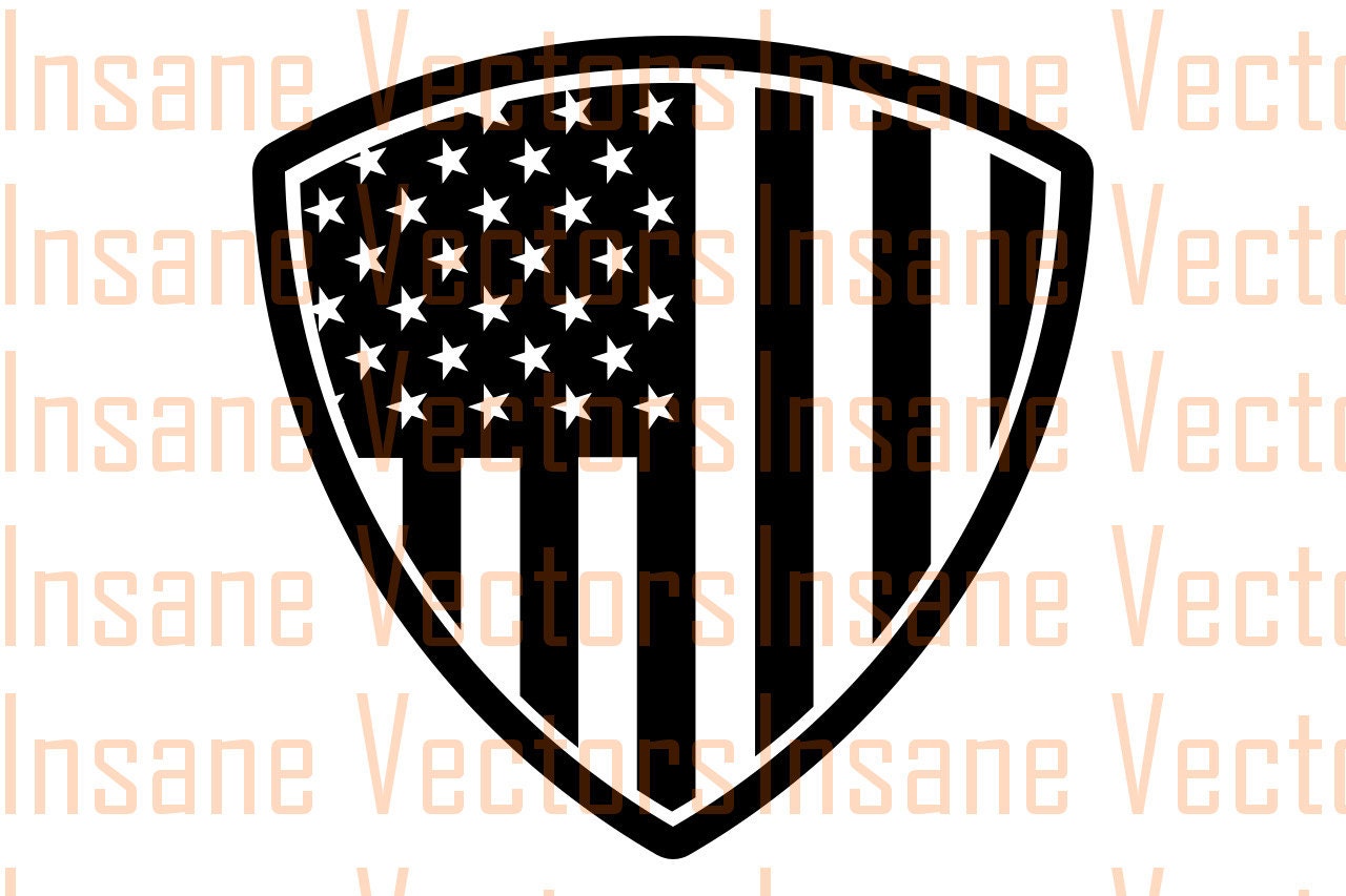 American Flag Shield Silhouette Clip Art Image Shield Vector | Etsy