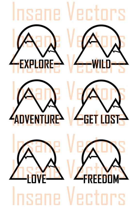 Mountain Vector Pack Silhouette Clip Art Image Mountain Etsy