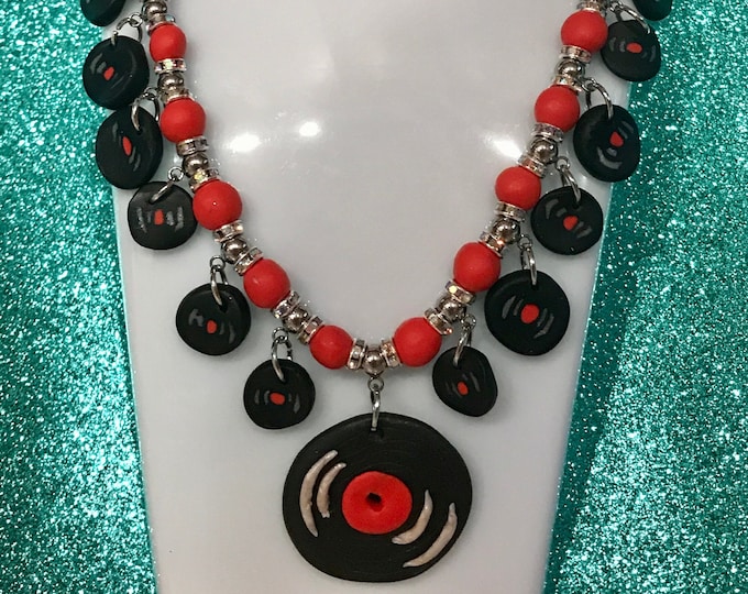 Record Necklace with Matching Earrings