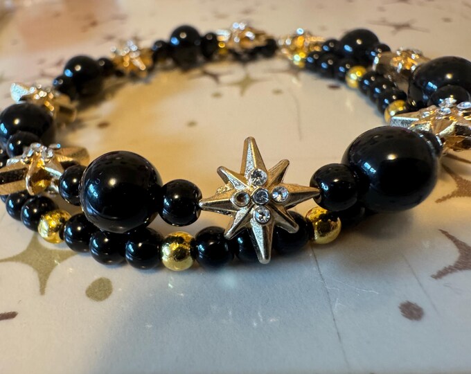 Black and Gold Starburst Bracelet