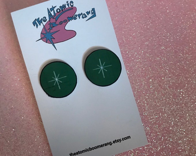 Large Green Starburst Earrings