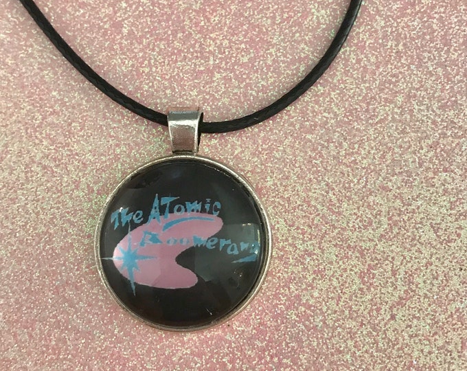 The Atomic Boomerang Logo Glass Cabochon Necklace