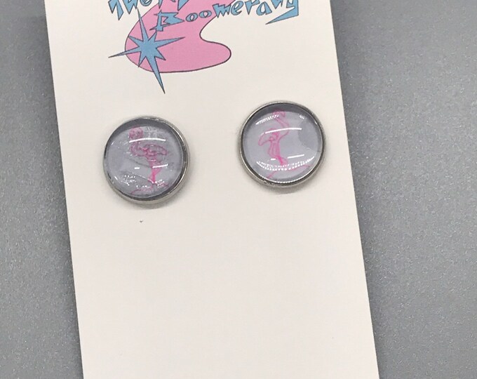 Flamingo glass stud earrings