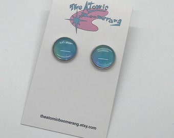 Blue Green Glass Earrings