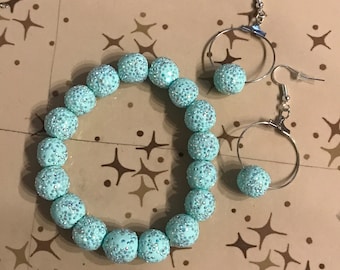 Sparkly Blue Bracelet and Matching Earrings