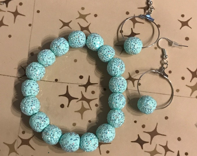 Sparkly Blue Bracelet and Matching Earrings