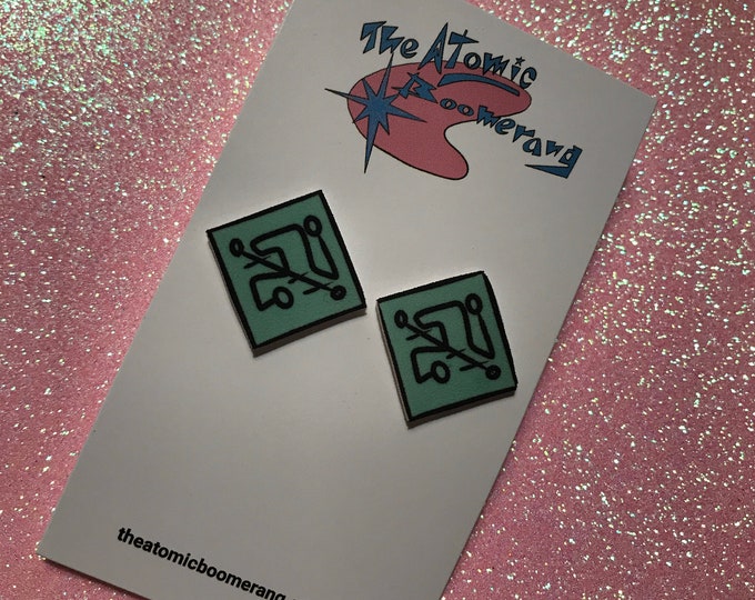 Green mid century inspired earrings