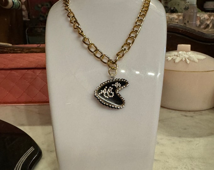 Atomic boomerang initial necklace