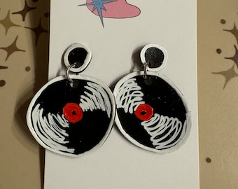 Hand Drawn Record Earrings (sterling silver)